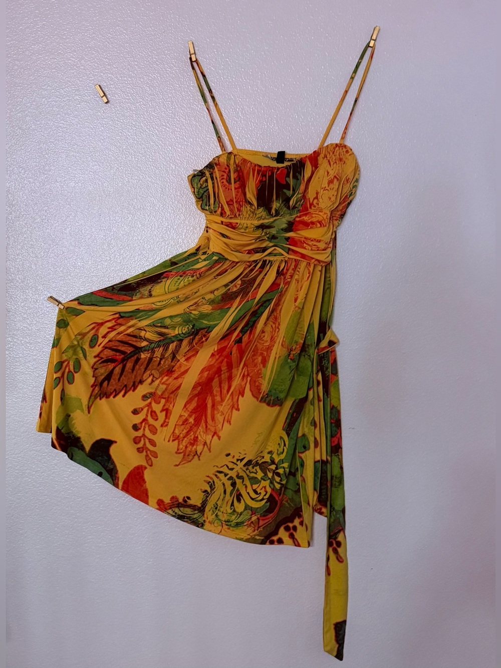 City Triangles Y2K Tropical Floral Ruched Dress M Made USA